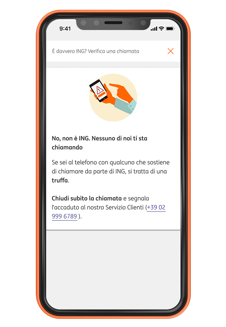 E' davvero ING - screenshot of in App feature - not verified call
