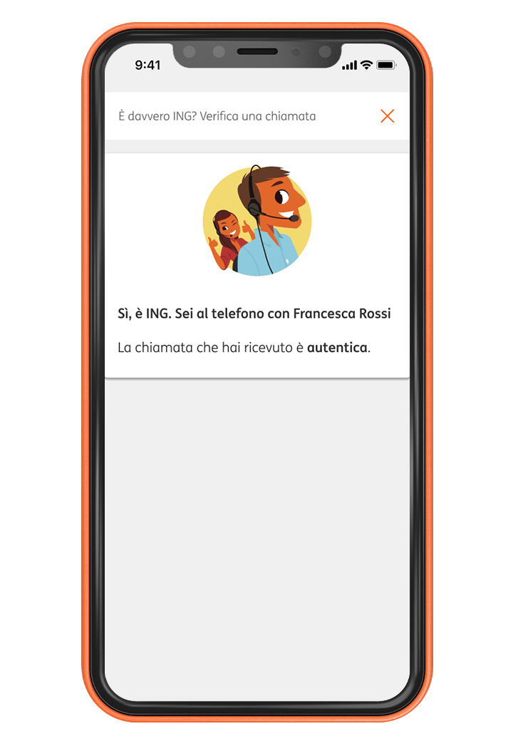 E' davvero ING - screenshot of in App feature - verified call